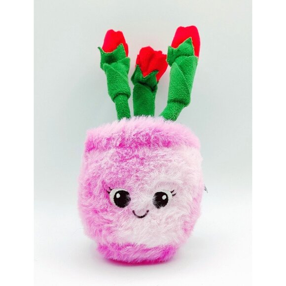 Nanco Red Roses Plant w/Purple Pot Plush 8" Stuffed Toy NEW - Picture 1 of 3
